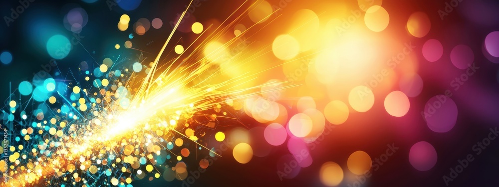 Poster vibrant bokeh background with sparkling light and colorful effects
