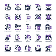 Digital Wallet Icon pack for your website, mobile, presentation, and logo design. Digital Wallet Icon dual tone design. Vector graphics illustration and editable stroke.
