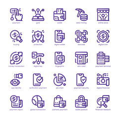 Digital Wallet Icon pack for your website, mobile, presentation, and logo design. Digital Wallet Icon line basic color design. Vector graphics illustration and editable stroke.