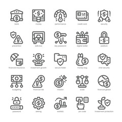 Financial Security Icon pack for your website, mobile, presentation, and logo design. Financial Security Icon outline design. Vector graphics illustration and editable stroke.