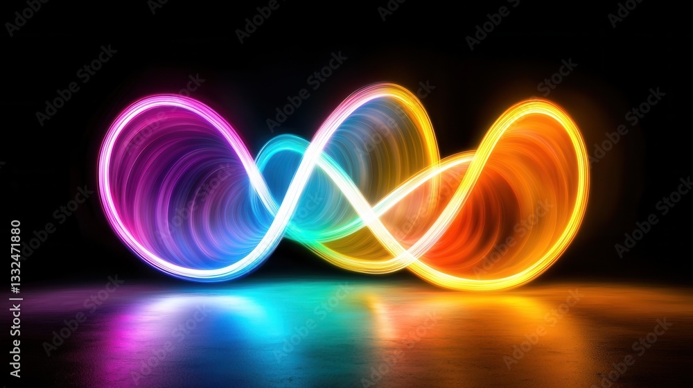 Poster vibrant luminous neon waves swirl and flow in a dynamic futuristic abstract composition