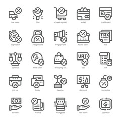 Taxes Icon pack for your website, mobile, presentation, and logo design. Taxes Icon outline design. Vector graphics illustration and editable stroke.