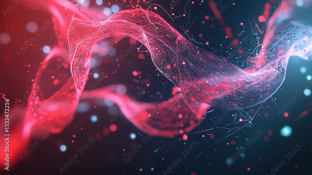 Aufkleber swirling glowing neon lines in a variety of colors form a visually striking abstract representation 