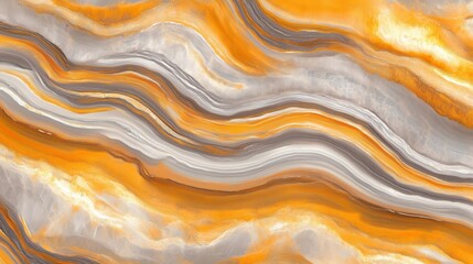 Fototapeta premium Close-up of natural stone with wavy patterns in orange, gray, and cream colors
