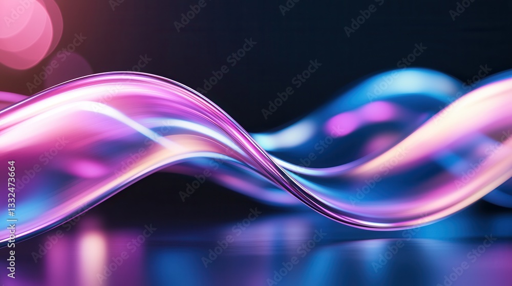 Poster mesmerizing abstract digital artwork featuring vibrant flowing waves of color and dynamic futuristic