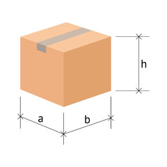 Box Measurements vector concept outline icon or symbol