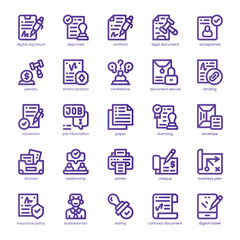 Digital Contract Icon pack for your website, mobile, presentation, and logo design. Digital Contract Icon line basic color design. Vector graphics illustration and editable stroke.