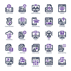 Learning Application Icon pack for your website, mobile, presentation, and logo design. Learning Application Icon dual tone design. Vector graphics illustration and editable stroke.