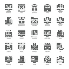 Online Learning Icon pack for your website, mobile, presentation, and logo design. Online Learning Icon solid design. Vector graphics illustration and editable stroke.