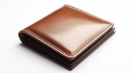 Ultra-Elegant Brown Leather Wallet on Minimalist White Background with Luxury Details and Sophisticated Design for Fashion Accessories and Finance &ndash; Generative AI