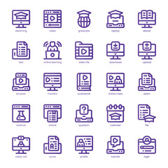 Online Learning Icon pack for your website, mobile, presentation, and logo design. Online Learning Icon line basic color design. Vector graphics illustration and editable stroke.