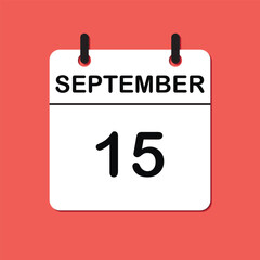 September 15. Daily Calendar icon for design. Simple design for business brochure, flyer, print media, advertisement. Easily editable.