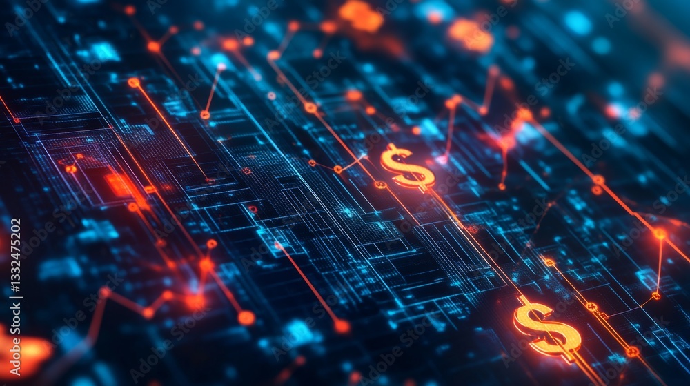Aufkleber transforming finance concepts digital realm abstract background virtual environment high-resolution 