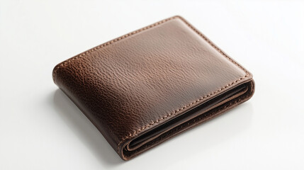 Ultra-Elegant Brown Leather Wallet on Minimalist White Background with Luxury Details and Sophisticated Design for Fashion Accessories and Finance &ndash; Generative AI