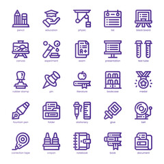 Study Tools Icon pack for your website, mobile, presentation, and logo design. Study Tools Icon line basic color design. Vector graphics illustration and editable stroke.
