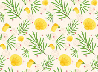 seamless pattern with rooibos flower and leaf
