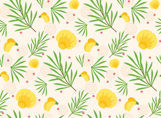 seamless pattern with rooibos flower and leaf