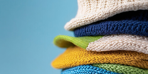 Stack of Knitted Items in Multiple Colors
