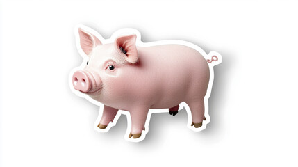 Obraz premium cute pink pig sticker with glossy finish, perfect for decoration