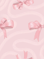 A seamless pattern featuring elegant pink bows on a soft pastel background