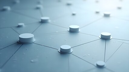 Abstract network structure with connecting nodes, data grid, modern technology system connections