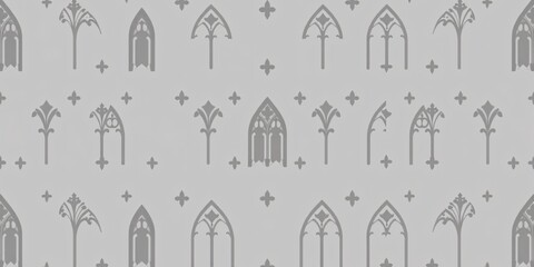 Obraz premium Minimalistic Gothic Seamless Pattern in Muted Gray and Black with Pointed Arches
