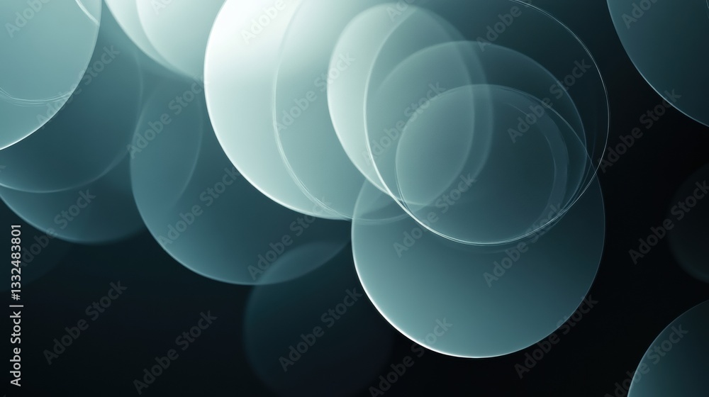 Poster circles of varying opacity overlap to create a layered depth effect.