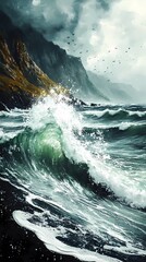 Digital technology Green Black flashing sand dune illustration poster background