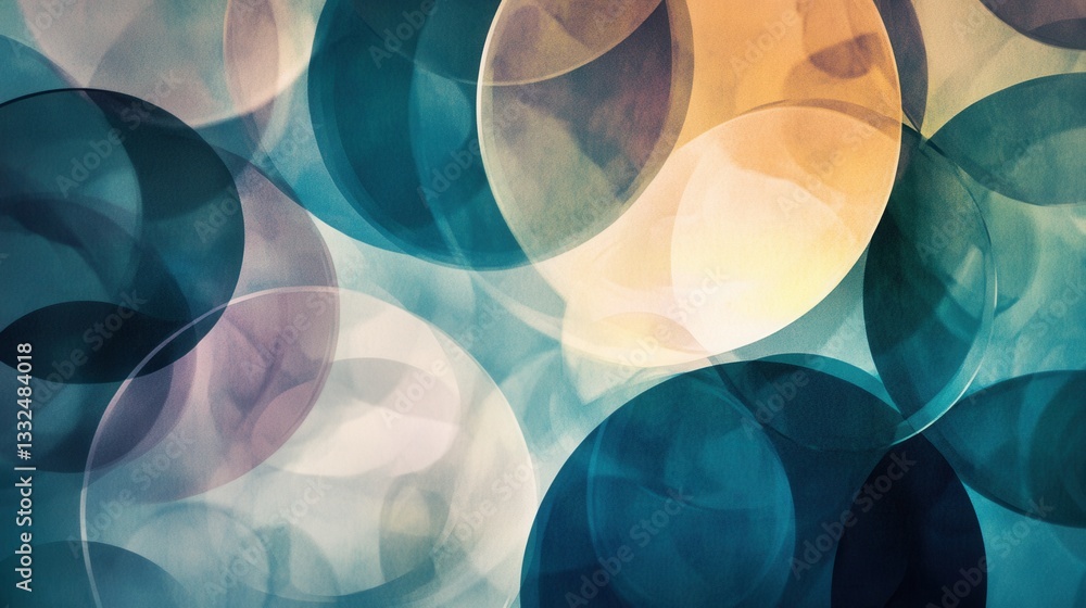 Poster circles of varying opacity overlap to create a layered depth effect.