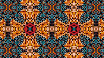 Rich Textures and Vibrant Colors: Explore Flat Traditional Textiles and Weaving Patterns in Seamless Tile Design - A Cute Vector Illustration for Smart Business Use