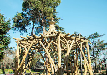 tree branch shaped gazebo in the garden in istanbul