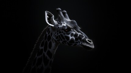 Obraz premium Majestic giraffe portrait on a dark background.