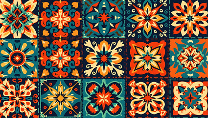 Flat Curate seamless ethnic tile patterns using bold illustrations and tribal designs ideal for high end branding and cultural marketing concept as Incorporate bold ethnic illustrations and tribal pat
