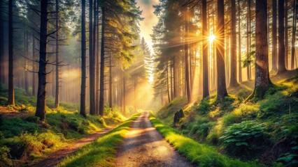 Fototapeta premium Sunlit Forest Path