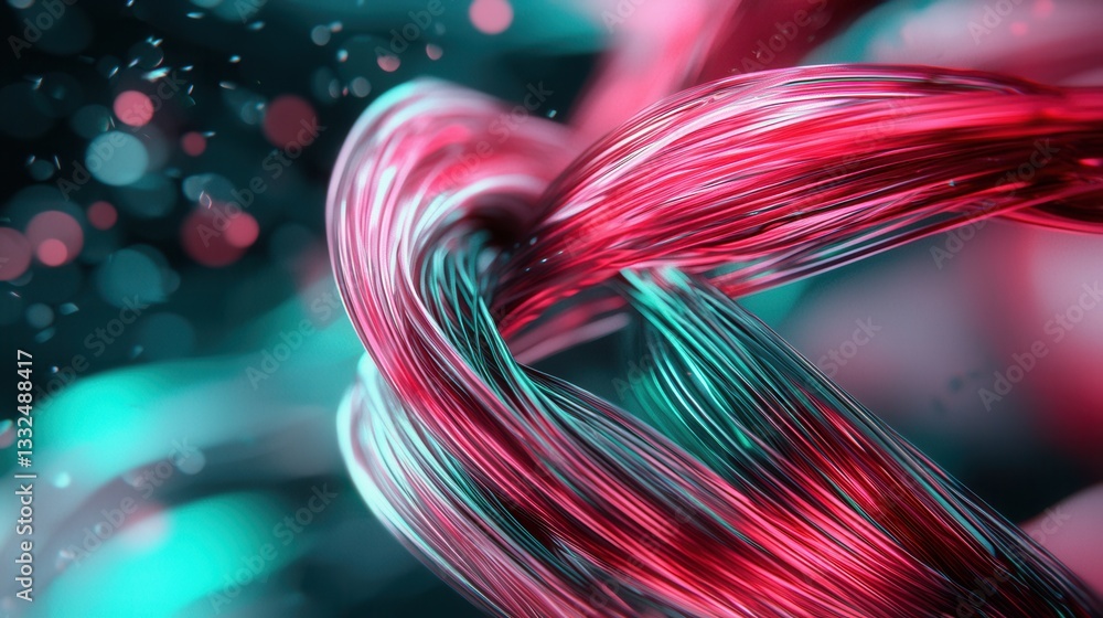 Aufkleber vibrant neon wave lines intertwine with blurred bokeh effects resulting in an abstract futuristic an