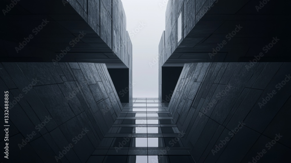 Poster modern architecture with a symmetrical design.
