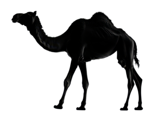Isolated Silhouette of a Walking Camel