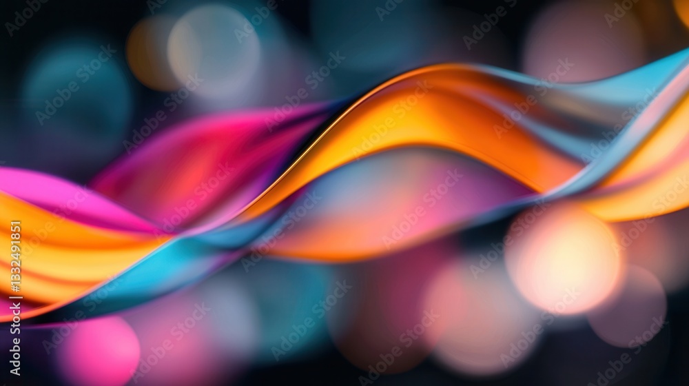 Aufkleber captivating digital artwork featuring a dynamic display of vibrant luminous neon like shapes in flui