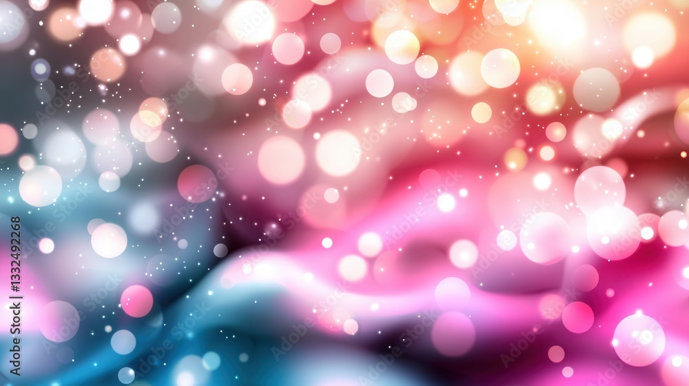 Poster luminous and ethereal abstract background featuring dynamic neon inspired waves and swirls against a