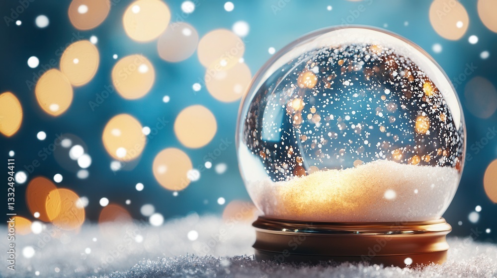 Poster a delicate snow globe filled with a flurry of gently drifting snowflakes creating a serene and encha