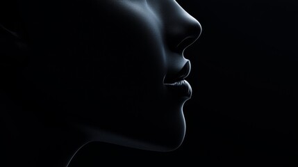 Silhouette of a calm and serene face.