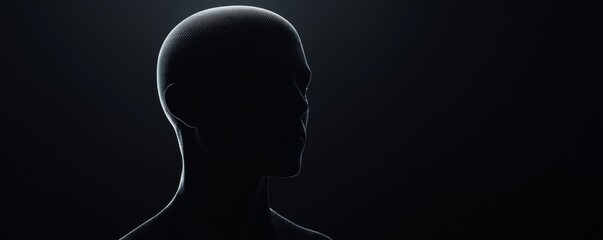 Silhouette of a human head in dark backdrop