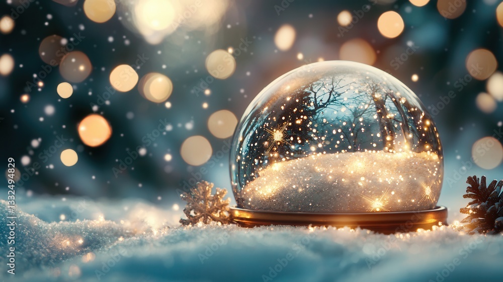 Aufkleber a whimsical snow globe filled with delicate snowflakes and a warm glowing light creating a serene an