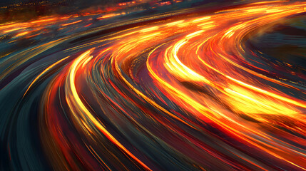 Abstract Fiery Swirls Dynamic Light Trails and Energy