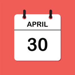 April 30. Daily Calendar icon for design. Simple design for business brochure, flyer, print media, advertisement. Easily editable.