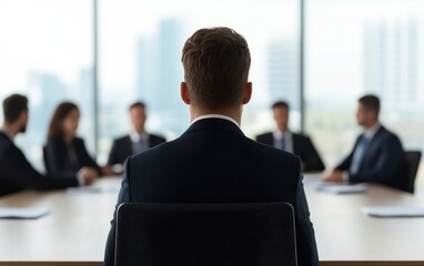 Executive Meeting in High Rise Office with Business Professionals