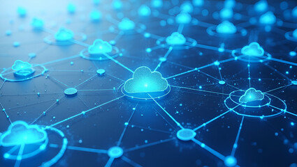 Obraz premium Dynamic Cloud Nodes and Interactive Data Streams: A Seamless Flat Digital Network Pattern in a Modular Grid Framework for a Futuristic Tech Vibe - Simple Cute Vector Illustration for Smart Business