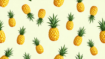 Tropical Pineapple Seamless Tile Pattern: Vibrant Yellow & Green for Lively Beach Decor
