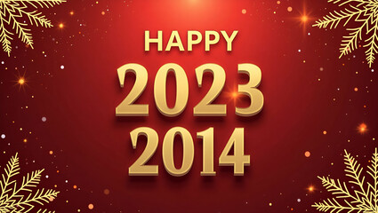 Elegant Gold Flat Vector New Year Party Invitation Card Design - Customizable Holiday Greeting Card for Festive Events and Celebrations