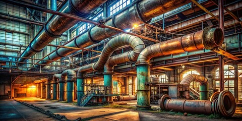 Fototapeta premium Urban Exploration: Industrial Ductwork & Heat Recovery Ventilation System